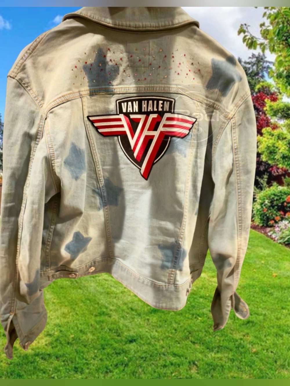Van Halen Logo Denim Jean Jacket. 1 of a kind couture
